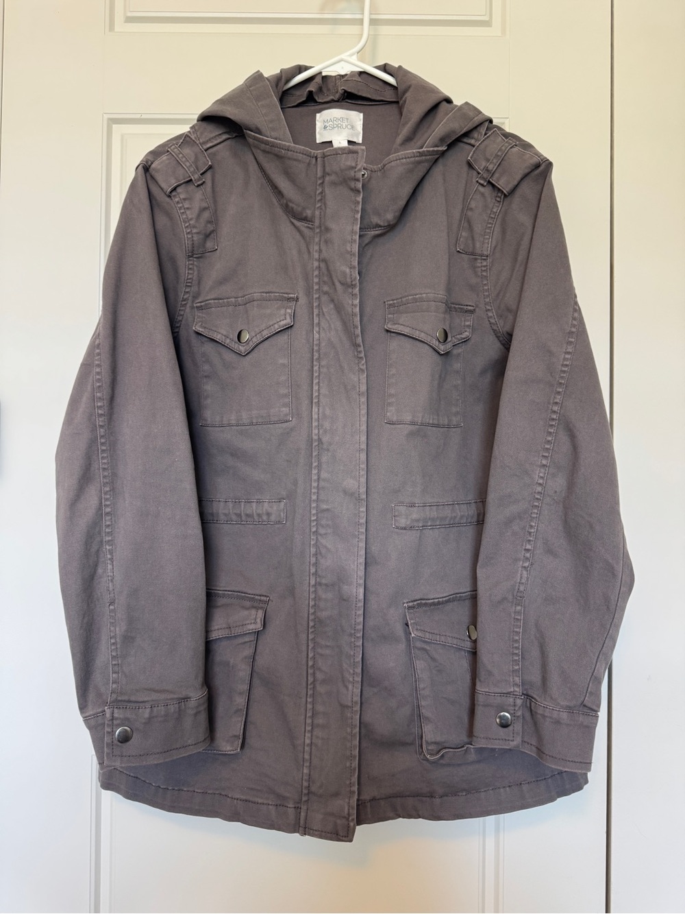 Market & Spruce Light Charcoal Jacket with removable hood